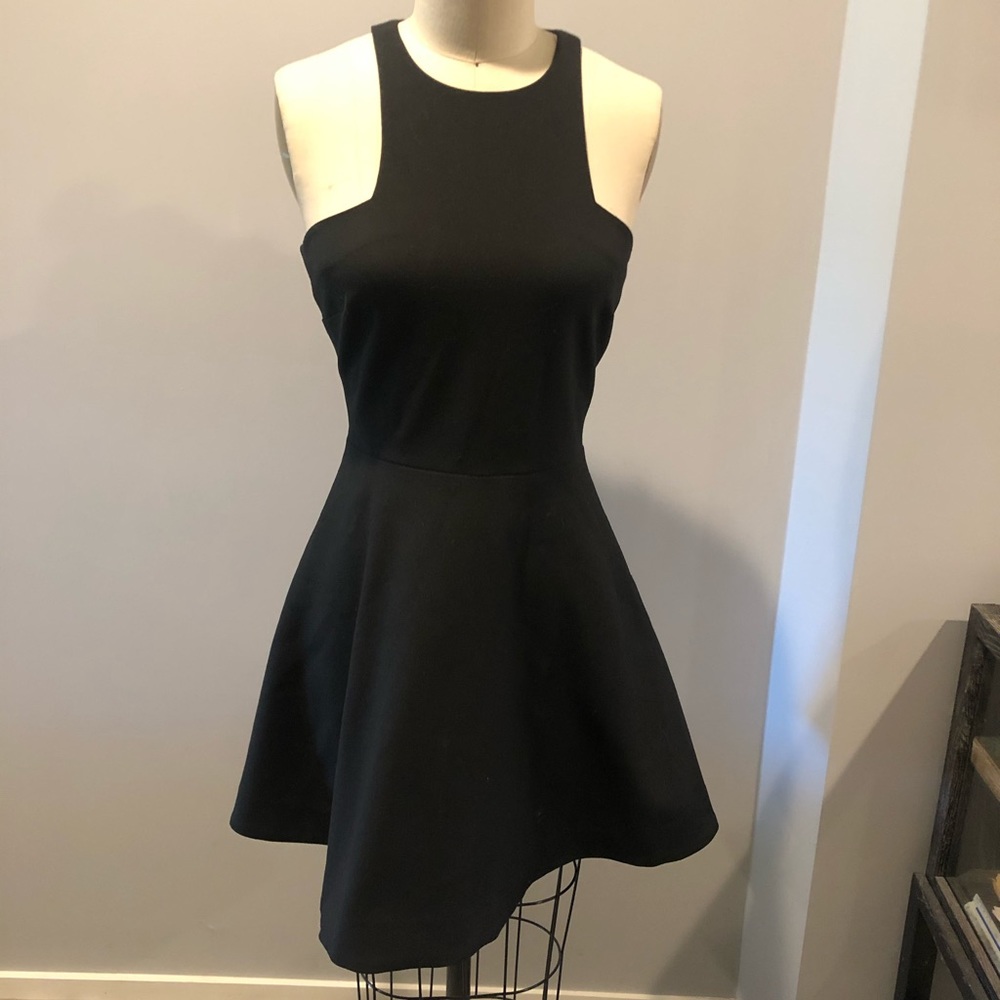 Elizabeth and James halter flare black dress.